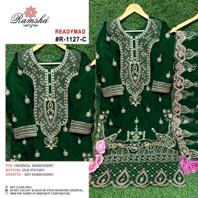 R 1127 Nx Ramsha Organza Pakistani Readymade Suits Wholesale Shop In Surat
